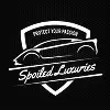 Spoiled Luxuries logo in white on a black background, featuring a sleek sports car silhouette above the script text and the phrase “Protect Your Passion” inside a shield.