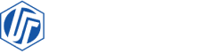ULTRAFIT logo featuring a bold white wordmark next to a blue hexagon containing stylized "UF" initials.